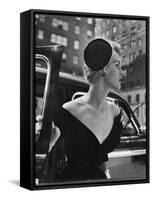 Jeweled Stay Put Cocktail Hat at Reckless Angle-Nina Leen-Framed Stretched Canvas