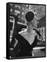 Jeweled Stay Put Cocktail Hat at Reckless Angle-Nina Leen-Framed Stretched Canvas