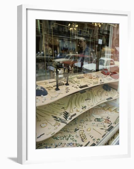 Jewelry Store with Cars Reflected in the Window-null-Framed Photographic Print