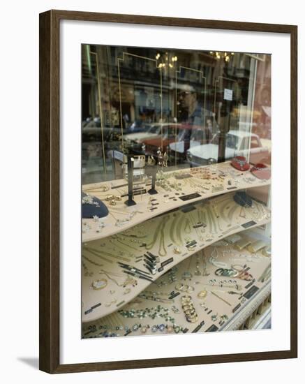 Jewelry Store with Cars Reflected in the Window-null-Framed Photographic Print