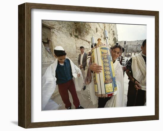 Jewish Bar Mitzvah Ceremony at the Western Wall (Wailing Wall), Jerusalem, Israel, Middle East-S Friberg-Framed Photographic Print