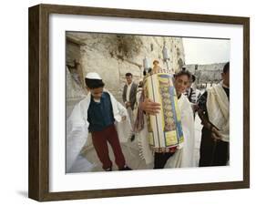Jewish Bar Mitzvah Ceremony at the Western Wall (Wailing Wall), Jerusalem, Israel, Middle East-S Friberg-Framed Photographic Print