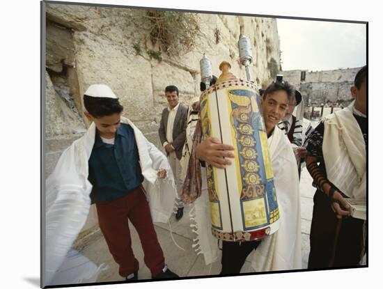 Jewish Bar Mitzvah Ceremony at the Western Wall (Wailing Wall), Jerusalem, Israel, Middle East-S Friberg-Mounted Photographic Print