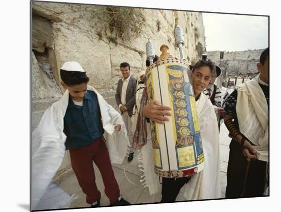 Jewish Bar Mitzvah Ceremony at the Western Wall (Wailing Wall), Jerusalem, Israel, Middle East-S Friberg-Mounted Photographic Print