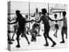 Jewish Children at Religious School Dancing Israel Folk Dances at Recess-Paul Schutzer-Stretched Canvas