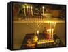 Jewish Festival of Hanukkah, Three Hanukiah with Four Candles Each, Jerusalem, Israel, Middle East-Eitan Simanor-Framed Stretched Canvas
