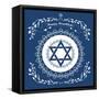 Jewish Hanukkah Holiday Background with Magen David Star - Vector Illustration-kaetana-Framed Stretched Canvas