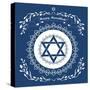 Jewish Hanukkah Holiday Background with Magen David Star - Vector Illustration-kaetana-Stretched Canvas