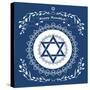 Jewish Hanukkah Holiday Background with Magen David Star - Vector Illustration-kaetana-Stretched Canvas