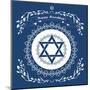 Jewish Hanukkah Holiday Background with Magen David Star - Vector Illustration-kaetana-Mounted Art Print