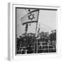 Jewish Immigrants, Arriving in Haifa Aboard Refugee Ship, Waving Future Flag of the State of Israel-Dmitri Kessel-Framed Photographic Print