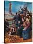 Jewish Immigrants on Ship near Statue of Liberty-null-Stretched Canvas