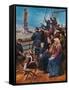 Jewish Immigrants on Ship near Statue of Liberty-null-Framed Stretched Canvas