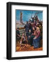 Jewish Immigrants on Ship near Statue of Liberty-null-Framed Giclee Print