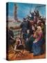 Jewish Immigrants on Ship near Statue of Liberty-null-Stretched Canvas