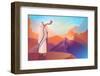 Jewish Man Blowing the Shofar Ram's Horn on a Beautiful Mountain and Cloudscape Background-rudall30-Framed Photographic Print