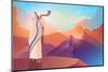 Jewish Man Blowing the Shofar Ram's Horn on a Beautiful Mountain and Cloudscape Background-rudall30-Mounted Photographic Print