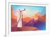 Jewish Man Blowing the Shofar Ram's Horn on a Beautiful Mountain and Cloudscape Background-rudall30-Framed Photographic Print