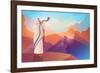 Jewish Man Blowing the Shofar Ram's Horn on a Beautiful Mountain and Cloudscape Background-rudall30-Framed Photographic Print