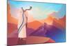 Jewish Man Blowing the Shofar Ram's Horn on a Beautiful Mountain and Cloudscape Background-rudall30-Mounted Photographic Print