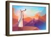 Jewish Man Blowing the Shofar Ram's Horn on a Beautiful Mountain and Cloudscape Background-rudall30-Framed Photographic Print