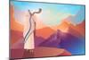 Jewish Man Blowing the Shofar Ram's Horn on a Beautiful Mountain and Cloudscape Background-rudall30-Mounted Photographic Print