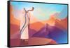Jewish Man Blowing the Shofar Ram's Horn on a Beautiful Mountain and Cloudscape Background-rudall30-Framed Stretched Canvas