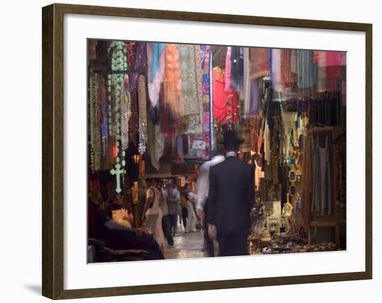 Jewish Man in David Street Tourist Market, Old Walled City, Jerusalem, Israel, Middle East-Christian Kober-Framed Photographic Print