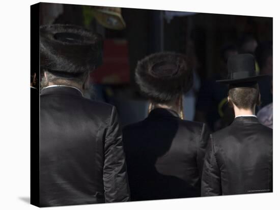 Jewish Men in Traditional Clothes, Old Walled City, Jerusalem, Israel, Middle East-Christian Kober-Stretched Canvas