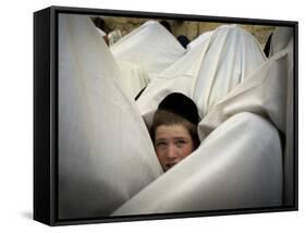 Jewish Men Participate in a Blessing During the Jewish Holiday of Passover at the Western Wall-null-Framed Stretched Canvas