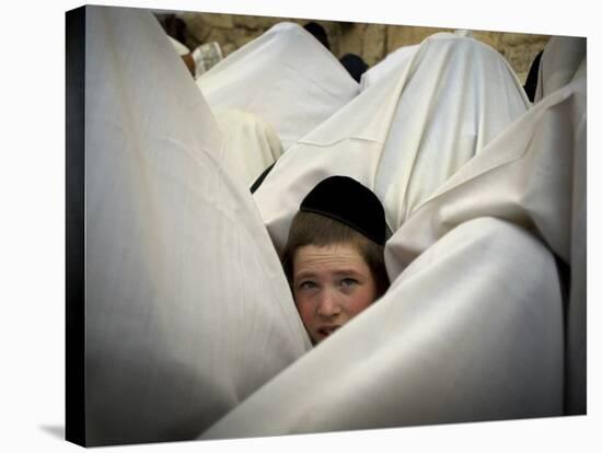 Jewish Men Participate in a Blessing During the Jewish Holiday of Passover at the Western Wall-null-Stretched Canvas