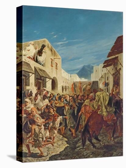 Jewish Musicians in the Streets of Tetuan, C.1858 (Oil on Canvas)-Alfred Dehodencq-Stretched Canvas