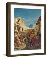 Jewish Musicians in the Streets of Tetuan, C.1858 (Oil on Canvas)-Alfred Dehodencq-Framed Giclee Print