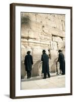 Jewish Orthodox Men Pray at Western Wall, Jerusalem, Israel-David Noyes-Framed Photographic Print