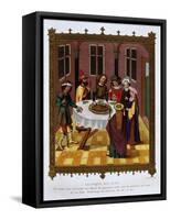 Jewish Passover Ceremony, from 15th century Missal, Manuscript Attributed to School of Van Eyck-null-Framed Stretched Canvas