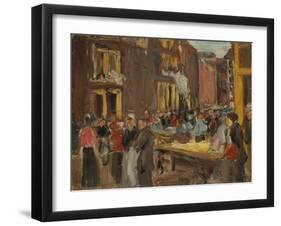 Jewish Quarter in Amsterdam; Judengasse in Amsterdam, Ecke Jodenbreestraat, 1905 (Oil on Board)-Max Liebermann-Framed Giclee Print