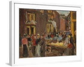 Jewish Quarter in Amsterdam; Judengasse in Amsterdam, Ecke Jodenbreestraat, 1905 (Oil on Board)-Max Liebermann-Framed Giclee Print