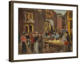 Jewish Quarter in Amsterdam; Judengasse in Amsterdam, Ecke Jodenbreestraat, 1905 (Oil on Board)-Max Liebermann-Framed Giclee Print