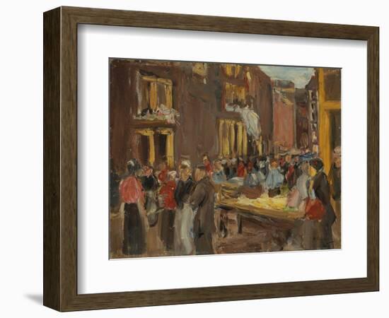 Jewish Quarter in Amsterdam; Judengasse in Amsterdam, Ecke Jodenbreestraat, 1905 (Oil on Board)-Max Liebermann-Framed Giclee Print