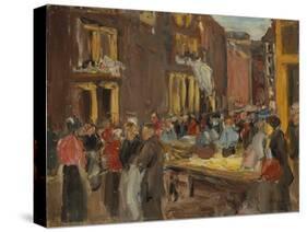Jewish Quarter in Amsterdam; Judengasse in Amsterdam, Ecke Jodenbreestraat, 1905 (Oil on Board)-Max Liebermann-Stretched Canvas
