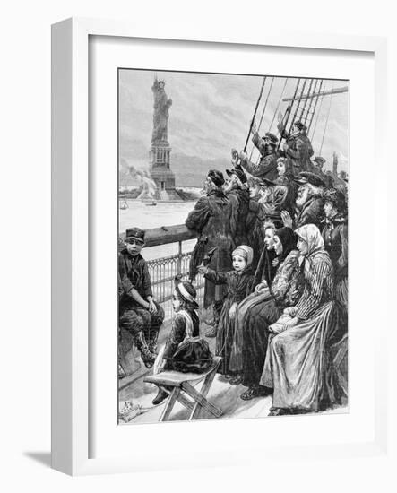 Jewish Refugees Pass Statue of Liberty-null-Framed Giclee Print