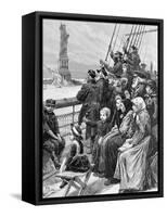 Jewish Refugees Pass Statue of Liberty-null-Framed Stretched Canvas