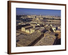 Jewish Tombs in the Mount of Olives Cemetery, with the Old City Beyond, Jerusalem, Israel-Eitan Simanor-Framed Photographic Print