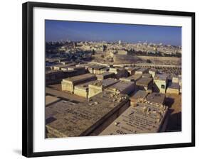 Jewish Tombs in the Mount of Olives Cemetery, with the Old City Beyond, Jerusalem, Israel-Eitan Simanor-Framed Photographic Print