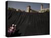 Jewish Woman with Her Children Outside the Tomb of the Patriarchs During Passover Celebrations-null-Stretched Canvas