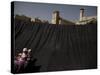 Jewish Woman with Her Children Outside the Tomb of the Patriarchs During Passover Celebrations-null-Stretched Canvas