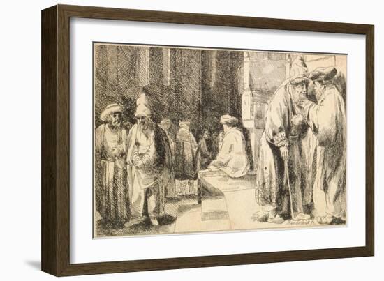 Jews in the Synagogue-Rembrandt van Rijn-Framed Giclee Print