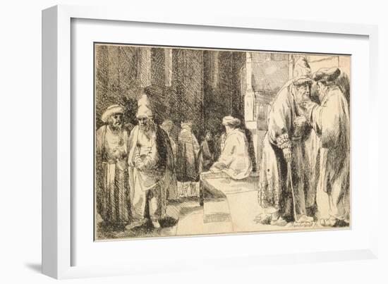 Jews in the Synagogue-Rembrandt van Rijn-Framed Giclee Print