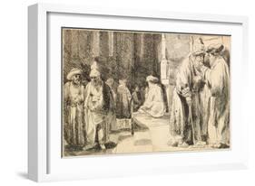 Jews in the Synagogue-Rembrandt van Rijn-Framed Giclee Print