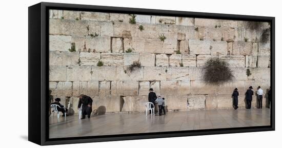 Jews praying at Western Wall, Jerusalem, Israel-null-Framed Stretched Canvas